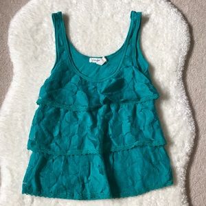 NWOT Aerospostale Teal Green Ruffled Lace Tank Top